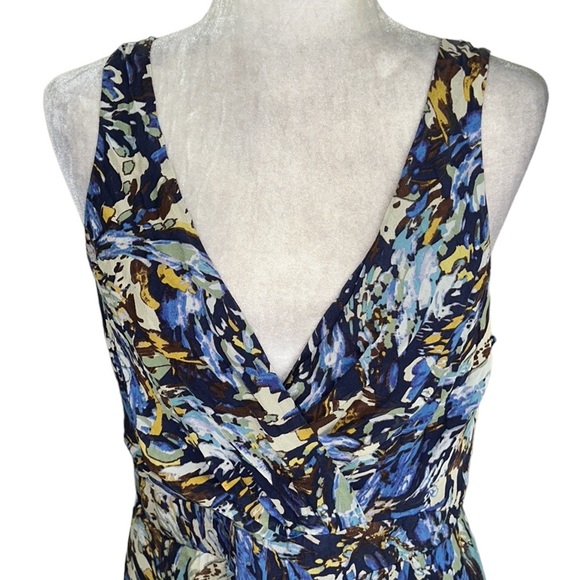 Anthropologie Moulinette Soeurs Silk Oak Apple Blue Faux Wrap Midi Dress - 12 - Picture 3 of 14